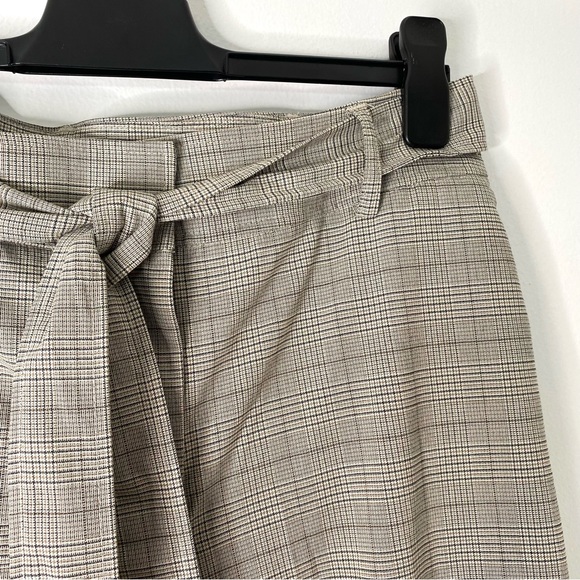 Joie Grey Plaid Tie Waist Straight Leg Trousers - Picture 4 of 12